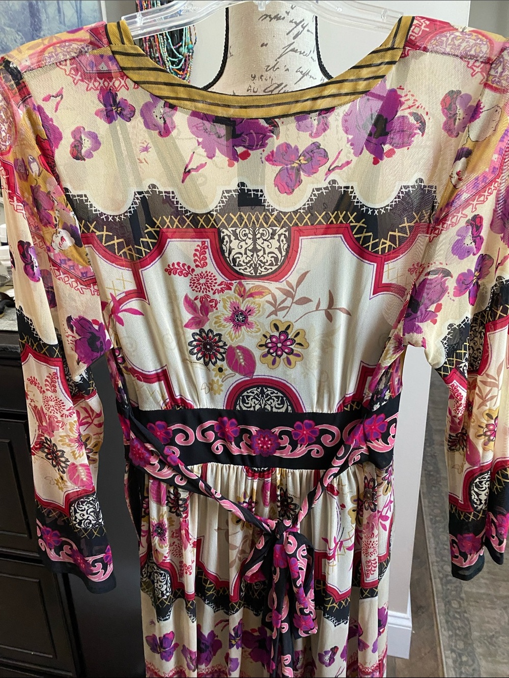 Ice Boho Midi Dress in Cream, Pink, Purple, Black - Picture 4 of 4